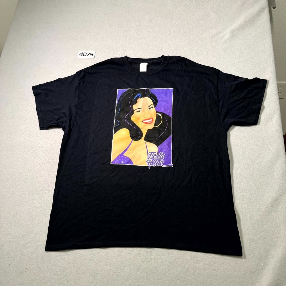 Selena Quintanilla Fiesta de la Flor T Shirt Mens 2XL Black Graphic Print Cotton